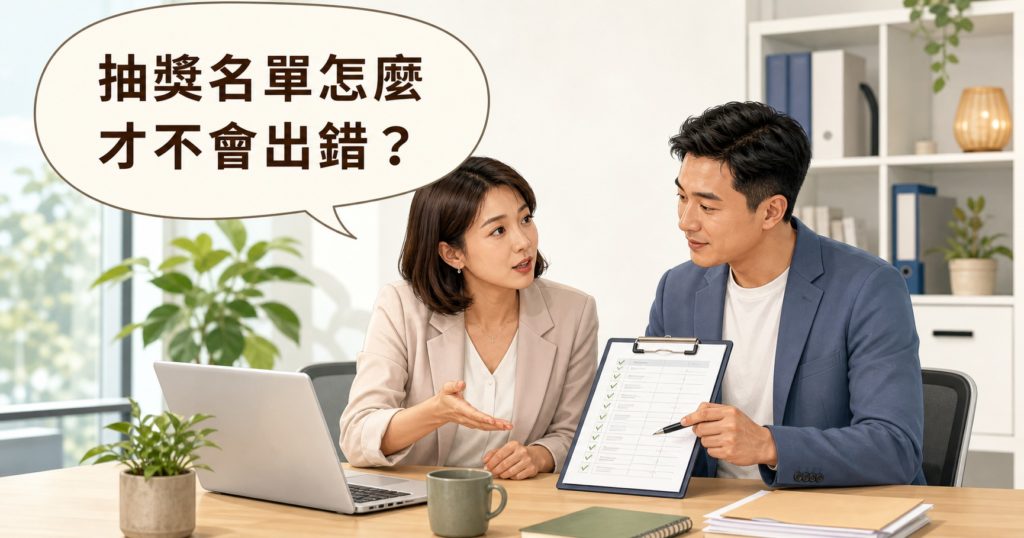 活動窗口與顧問核對抽獎名單
