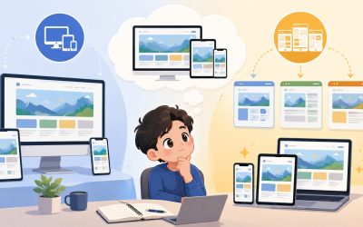 網站設計人員比較自適應網站設計、RWD 與 AWD 在不同裝置上的版型與應用方式